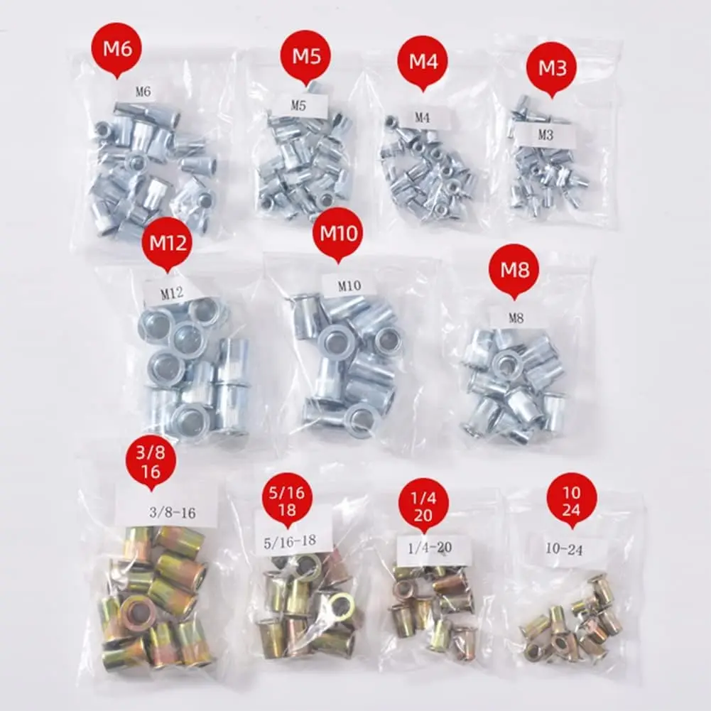 Rivet Nut Tool Set with 11 Mandrels, 150Pcs Assortment, Carrying Case