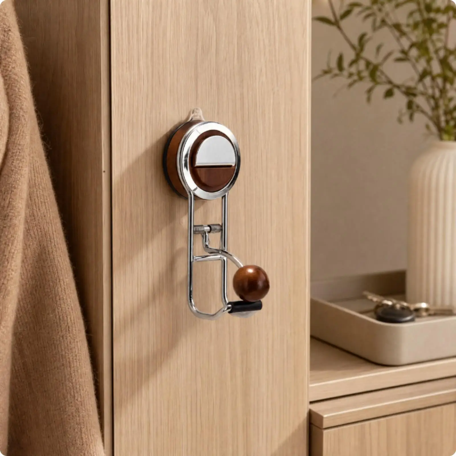Compact Dual Hook Wall Mount Suction Cup for Towels and Accessories Waterproof ABS Steel Bathroom