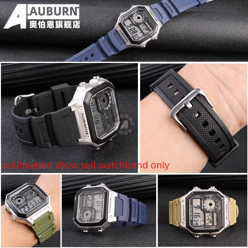 Ремешок резиновый для Casio AE-1200WH 1000 Вт/Вт W-216H SGW500, Пряжка из нержавеющей стали, ремешок 18 мм, аксессуары для часов