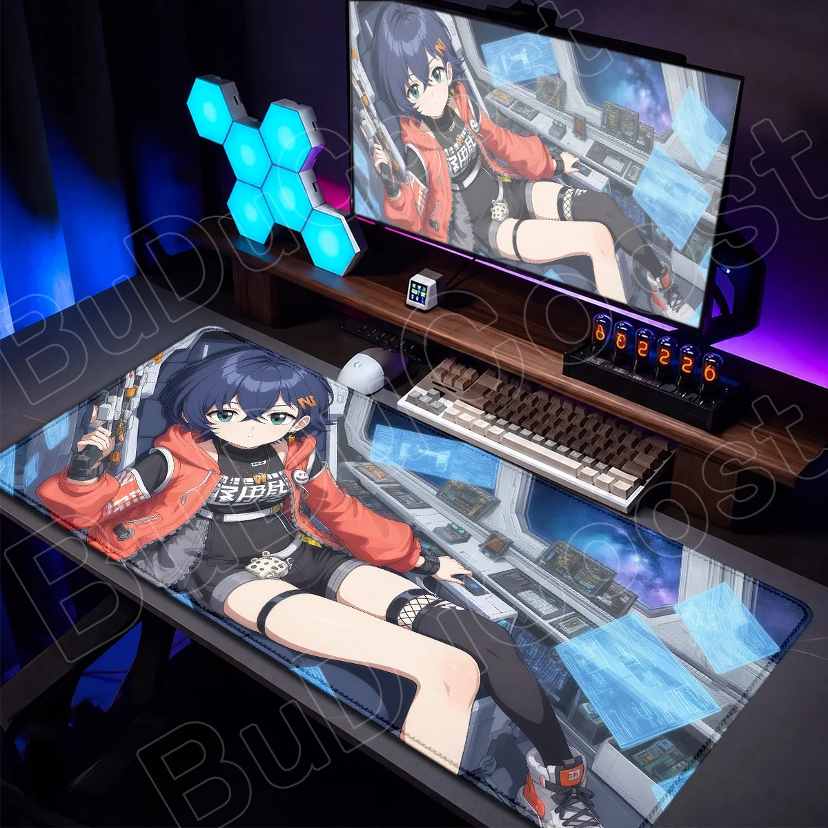 E-Sport Gaming Gummi-Zubehör Große Laptop-Tastatur-Tischmatte mit Verriegelungskante Belle Pyrois Phaeton ‌ Zenless Zone Zero Mauspad – Detail 13