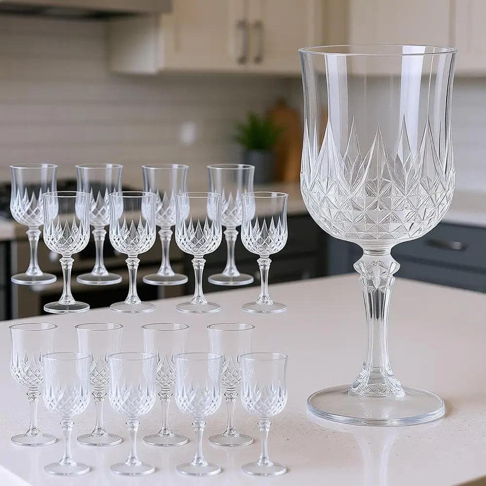 

24 шт. прозрачных пластиковых бокалов для вина объемом 7 унций, бокалы для шампанского, небьющиеся фужеры для Дня святого Валентина, свадьбы, вечеринки