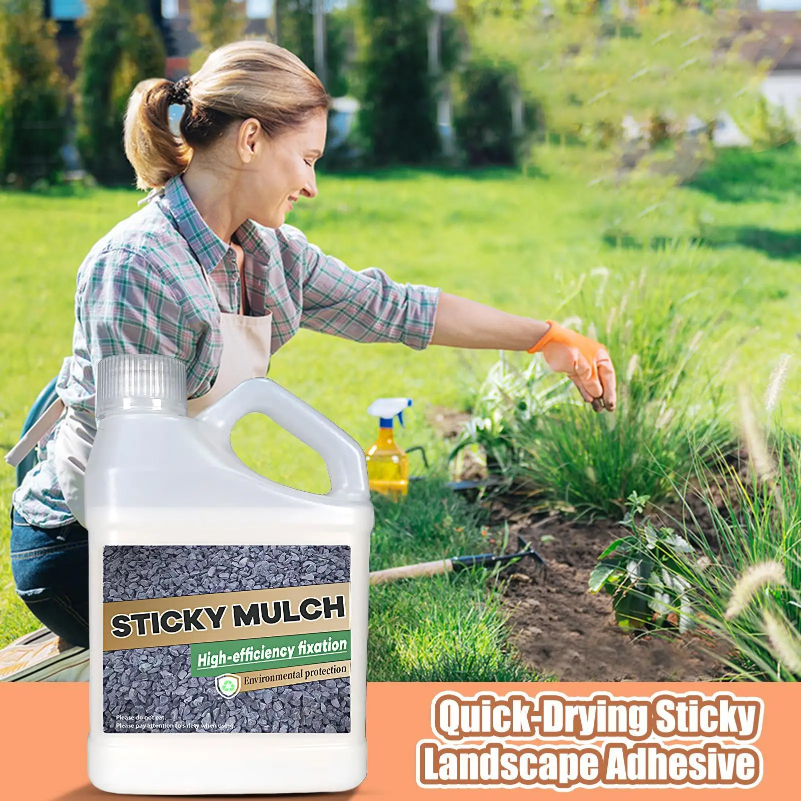 Mulch Rock Adhesive Pea Gravel Sticky Rock Glue Fast Drying Transparent Waterproof Binder Stabilizer for Pine Straw Gravel Rocks