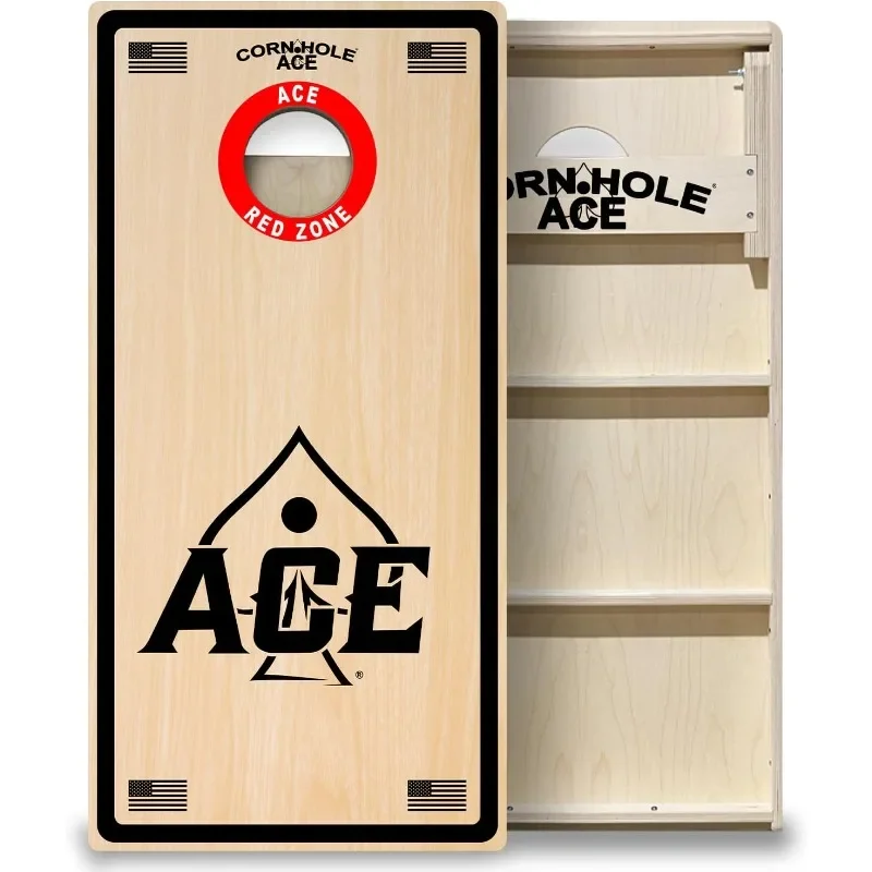 

CornholeAce ACE PRO Professional Cornhole Boards - No Bounce! Triple Wide Legs, 3/4" Baltic Birch Plywood, Handles
