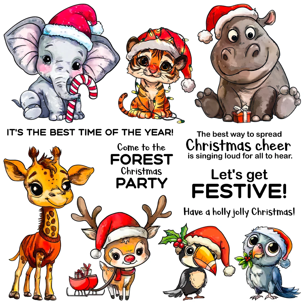 

Mangocraft Cute Christmas Animals Cutting Dies Clear Stamp DIY Scrapbooking Metal Dies Silicone Stamp For Cards Album Decor