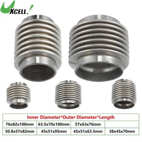 UXCELL 38mm/45mm/50mm/60mm 자동차 배기 유연한 파이프 배기 플렉스 커넥터 파이프 벨로우즈 범용 내구성 스테인레스 스틸