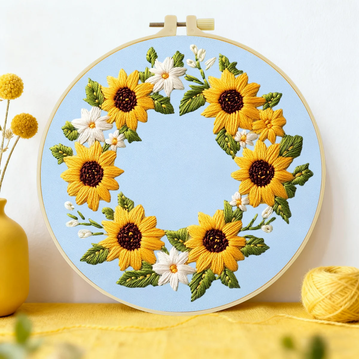 1 Stück 20X20CM/15X15CM 7,87/6,3 Zoll Blumen-Stickerei-Starter-Kit DIY-Kit DIY-Stickerei-Set Handarbeiten Malerei Nadelkunst – Detail 1