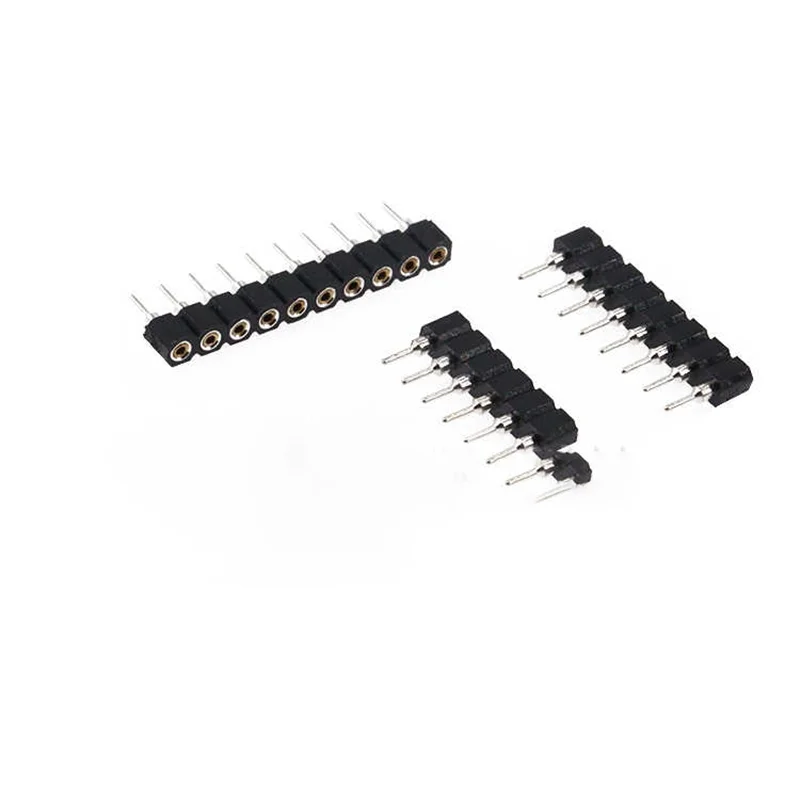 Spacing 2.54mm, single-row round-hole socket base, round-hole socket pins. 1*2/3/4/5/8/10P socket base can be customized.