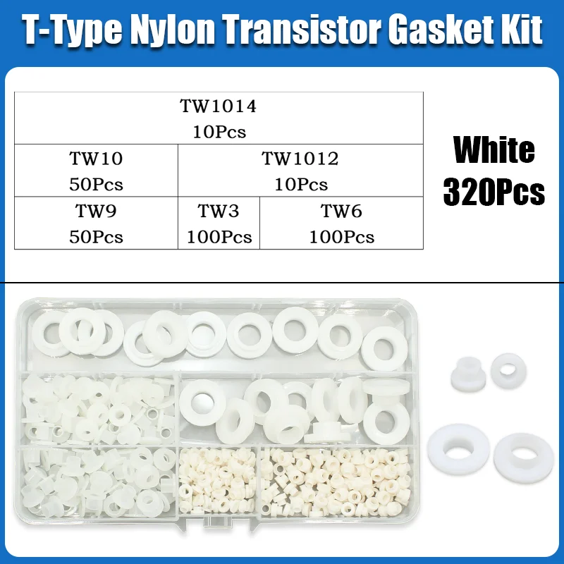 Weiße, schwarze T-Typ-Nylon-Stufen-Unterlegscheibe/konkav-konvexe Gewindebuchse, isolierende Pellets, TW3, TW6-TW16, Transistoren, Kornabstandshalter – Detail 9