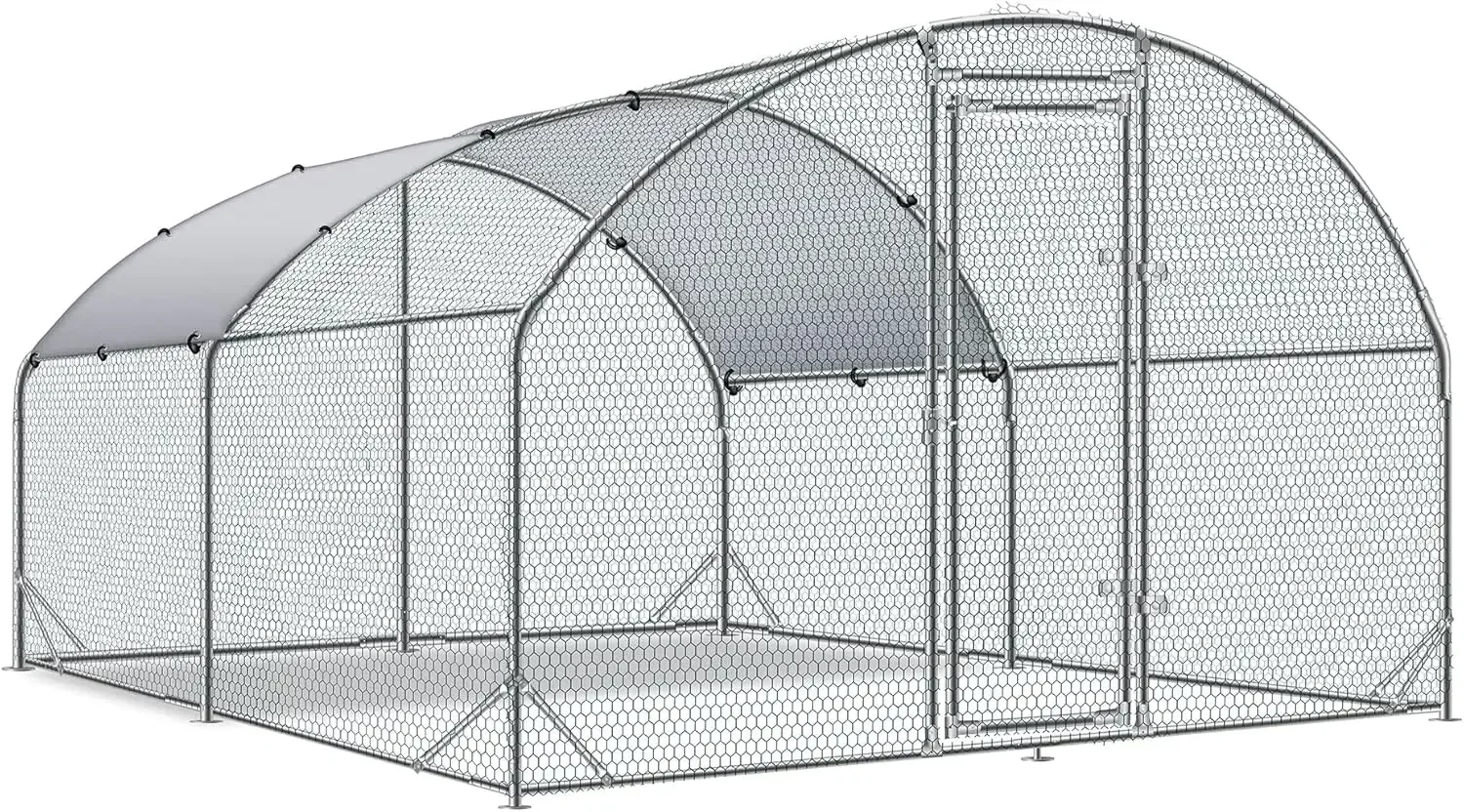 Large Metal Chicken Coop Upgrade Tri-Supporting Wire Mesh Chicken Run,Chicken Pen with Water-Resident and Anti-UV Cover