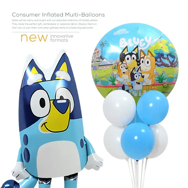 DIY Bluey Bingo Foil Balloon Set Blueys Family Balloons Girls Boys Cartoon Balloons Baby Shower Birthday Gifts Party Decor