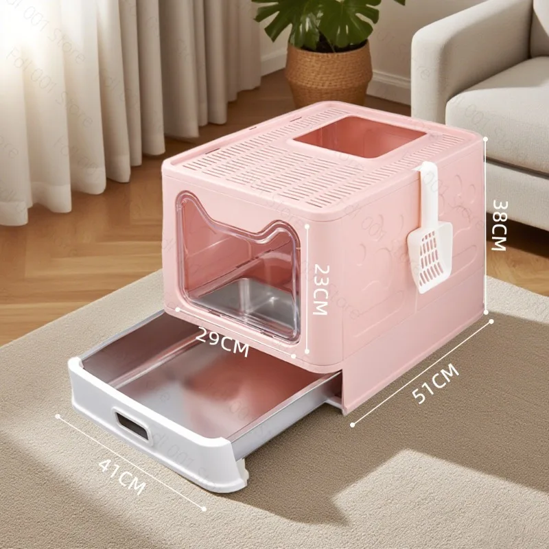 Popular stainless steel cat litter basin, drawer type anti-splash cat toilet, fully enclosed ejection cat excrement basin