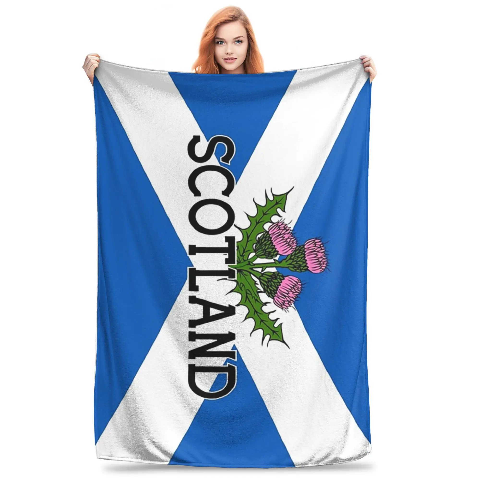 Scotland Saltire Flag Scottish St Andrews Cross and Thistle Blankets Soft Warm Flannel Throw Blanket Bedspread Bed Living room