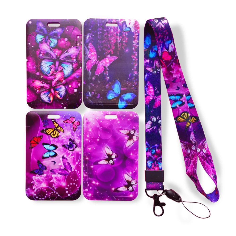 Fashion Butterfly Doctor Nurse Name Card studente Campus Card Hanging Neck Bag Card Holder cordino ID Card Case Drop Shipping