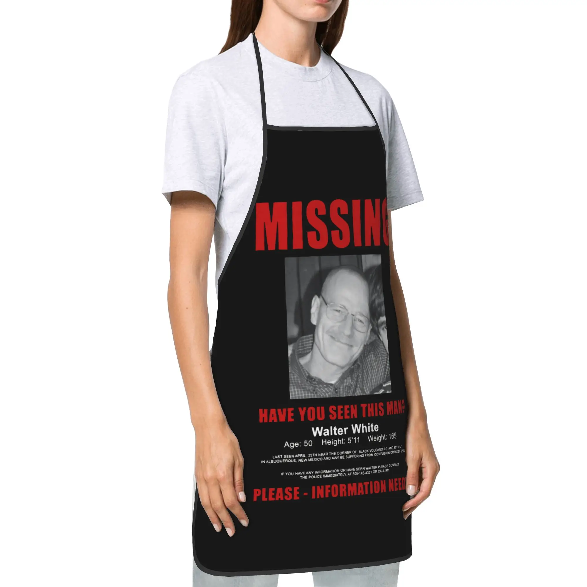 Heisenberg Breaking Bad Missing Sign Bib Apron Waterproof Polyester Funny Poster Cooking Pinafore Women Men Adult Fashion Chef