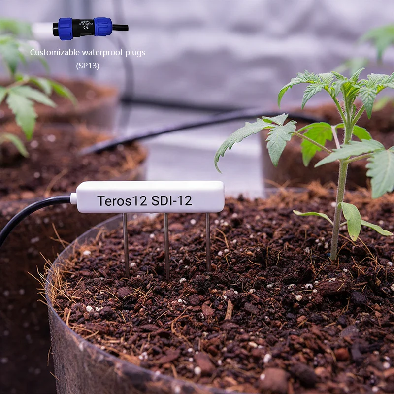 Robust Teros12 SDI-12 Advanced Soil Moisture Temperature EC Sensor for Agricultural Irrigation and Rock Wool Cocoa Measurement