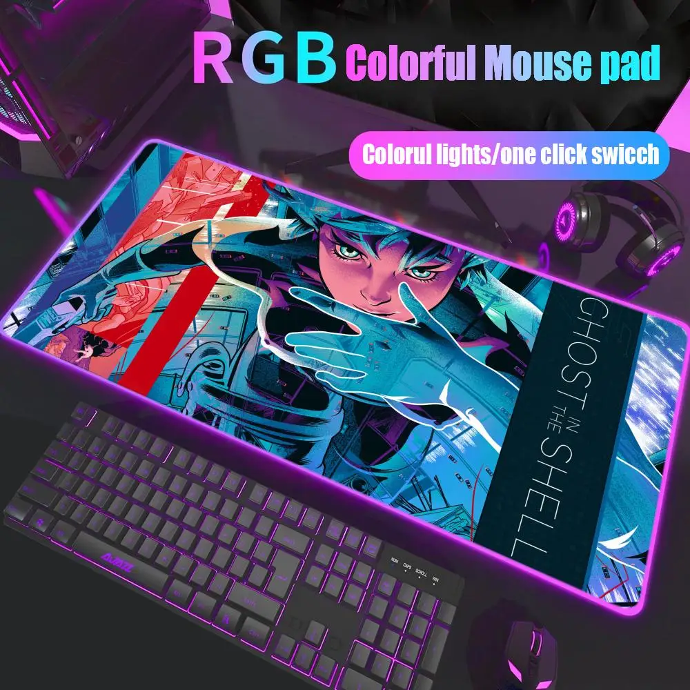 

Ghost in the Shell Mouse Pad Gamer Rgb Desk Mat Back Light Led Mousepad Setup Gaming Accessories Deskmat Big Mousepad Backlight