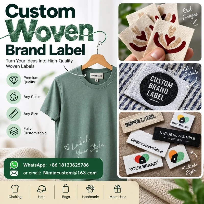 Wholesale Custom Woven Label High Definition Polyester Fabric Logo Neck Tag Apparel Clothing Garment Brand Accessory Woven Label