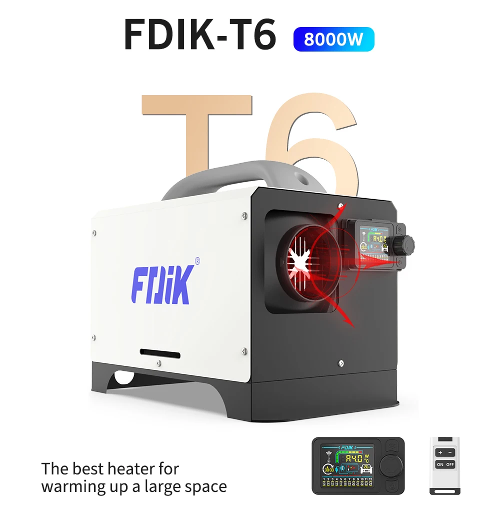 FDIK 8KW 230V Dieselheizung Luftheizung 12V 24V Heizgerät mit Netzteil und Fernbedienung für Garage und Lager – Detail 2