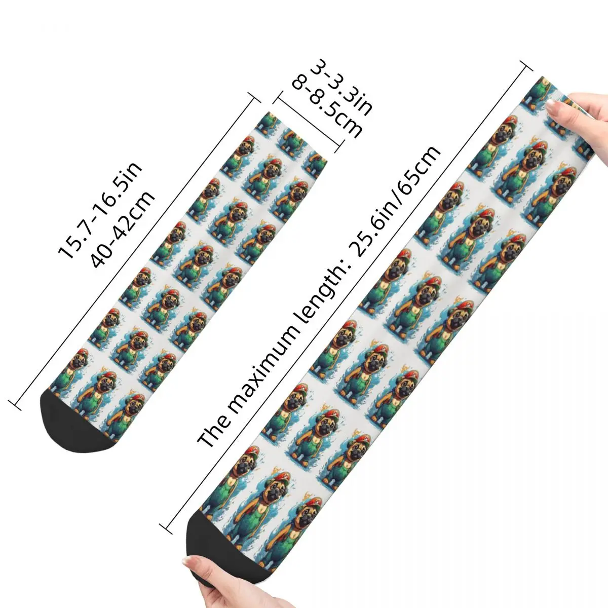 Canalizador Unisex Pug 1 Happy Socks, meias para caminhadas de inverno, Street Style, Crazy Sock, nostalgia dos anos 80