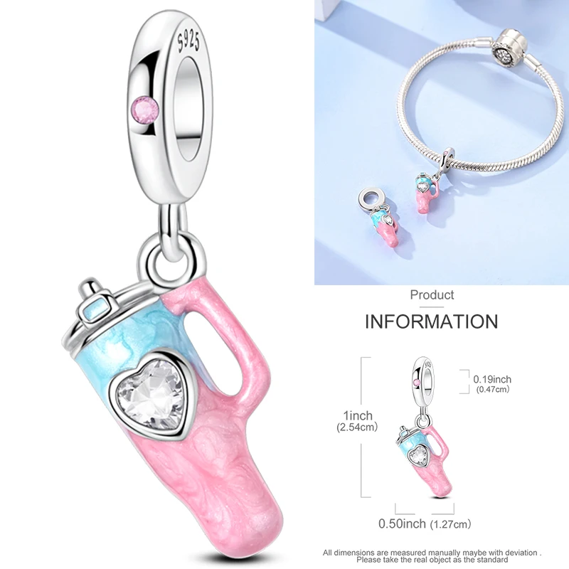 925 Sterling Silber Lebensmittel-Charm-Perlen Erdbeere Pilz Honig Kaffee Cocktail Gumball DIY Armband Halskette Geschenk für Frauen – Detail 29