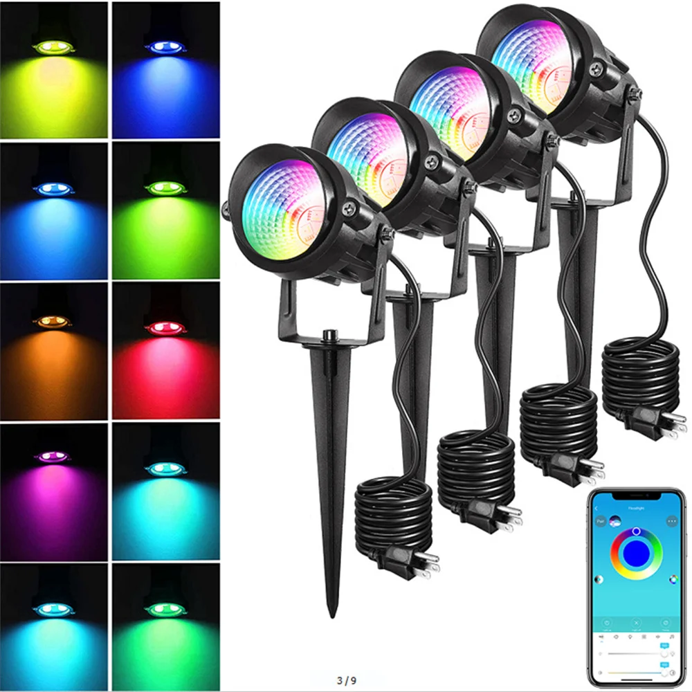 

15W RGB Bluetooth Spotlight Garden Landscape Light Spotlights Outdoor IP67 Waterproof Yard Lawn Pathway Lighting Decoration Lamp