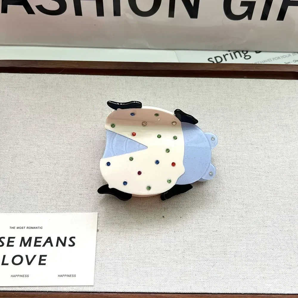 Feminino menina dos desenhos animados joaninha acetato grampo de cabelo criativo animal tubarão agarrar grampo de cabelo rabo de cavalo moda acessórios para o cabelo