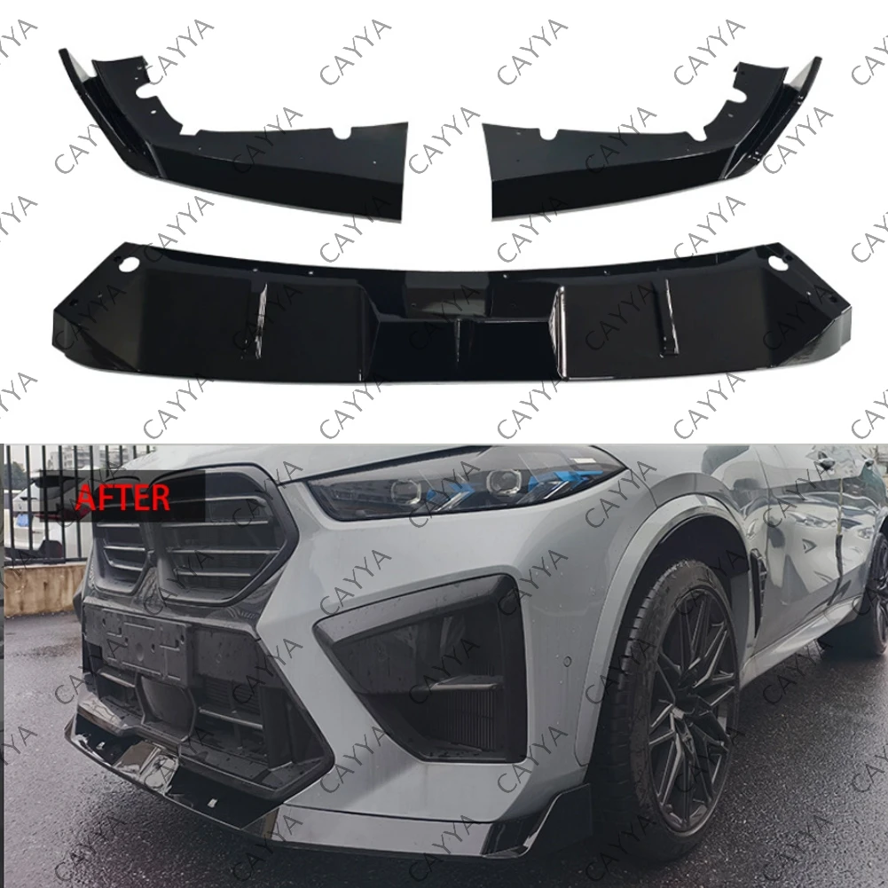 Для BMW X5M F95 X6M F96 LCI 2024-2026 + передний бампер, спойлер, сплиттер, тюнинг, Canard, диффузор для губ, блеск, черный