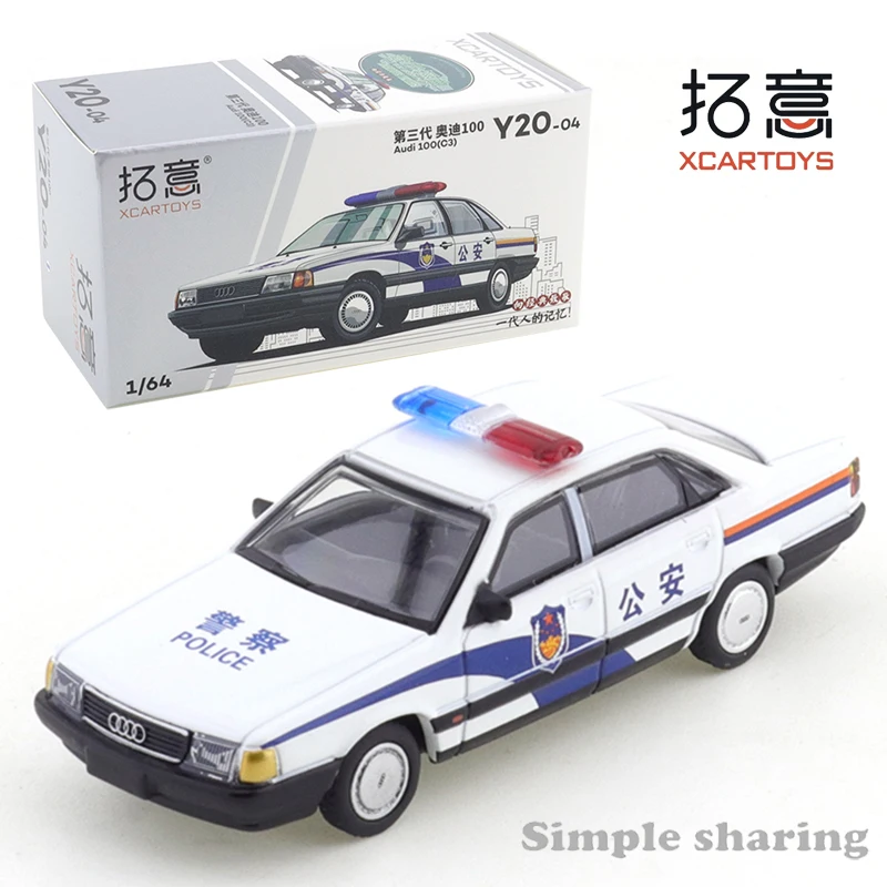 

XCarToys 1/64 сплав, имитация полицейского седана, коллекция орнаментов, модель полицейского автомобиля Audi 100, третьего поколения
