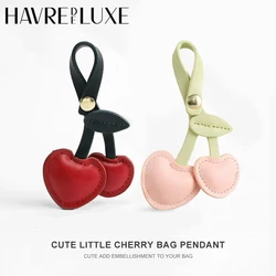 HAVREDELURecruitment-Sac à main en cuir pour femmes, joli breloque pour sac, chaîne continent, pendentif onze cerise, cœur d'amour