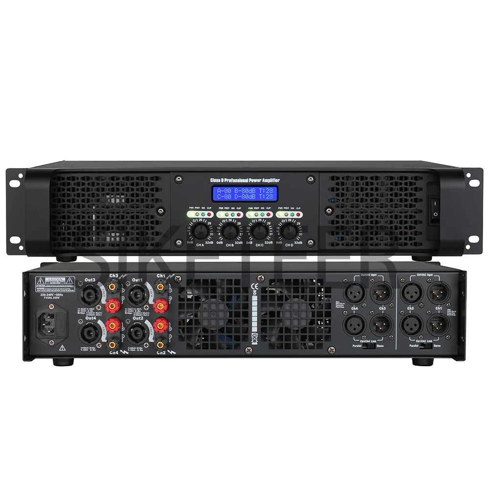 Professional four-channel digital power amplifier with display 800W 1000W bar wedding church outdoor event stage performance