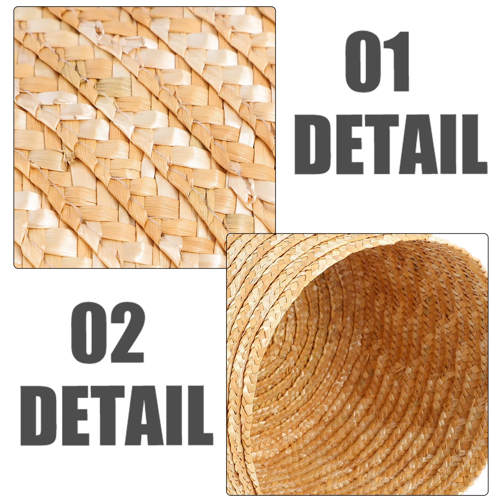 

3 Pcs Storage Basket H made Straw Baskets Toy Clothes Wheat Stalk Pastoral Laundry Multipurpose Holders Dust Proof Cover Bedroom