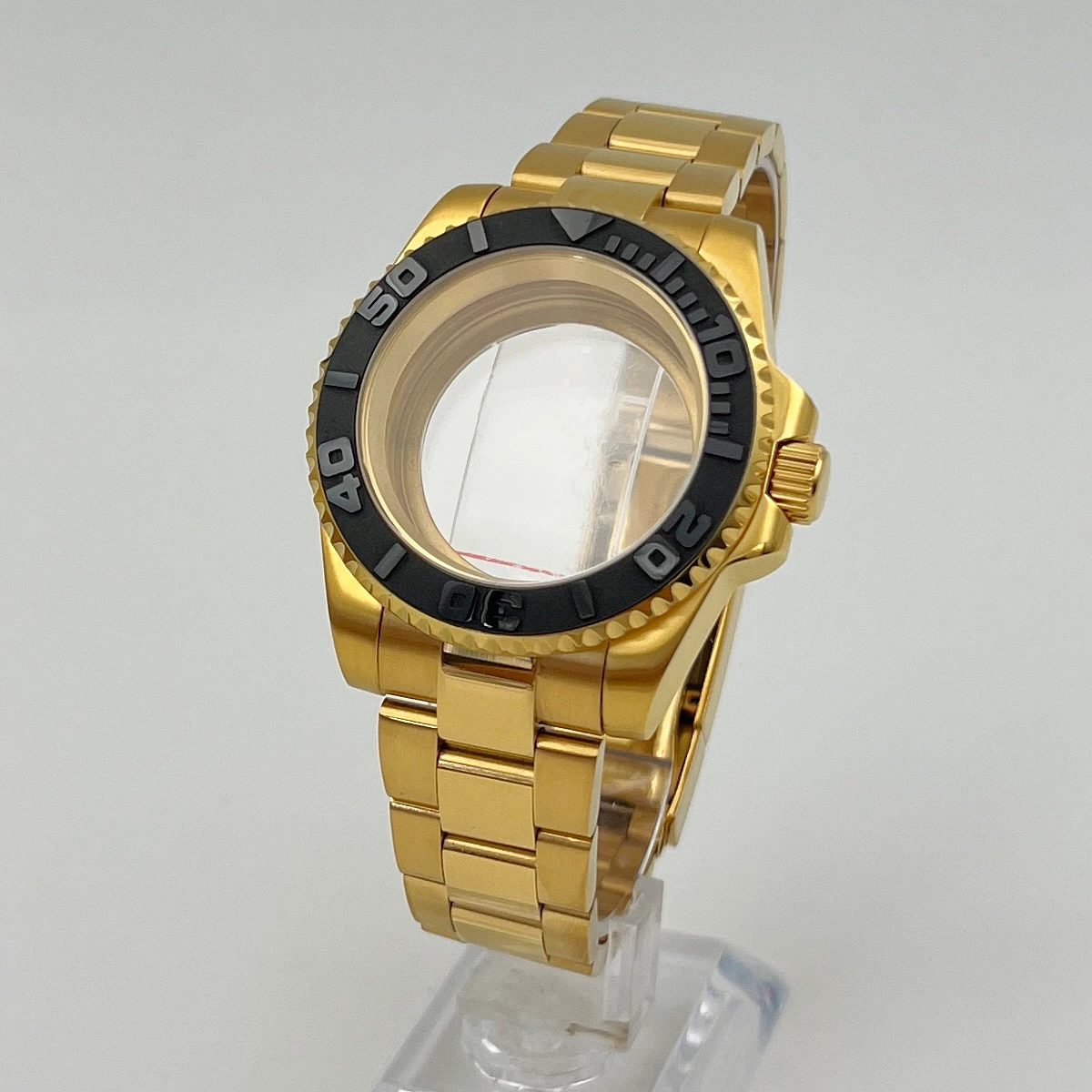 Watch case. Gold plated case+various gold straps, black yacht bezel, suitable for NH34/NH35/36,