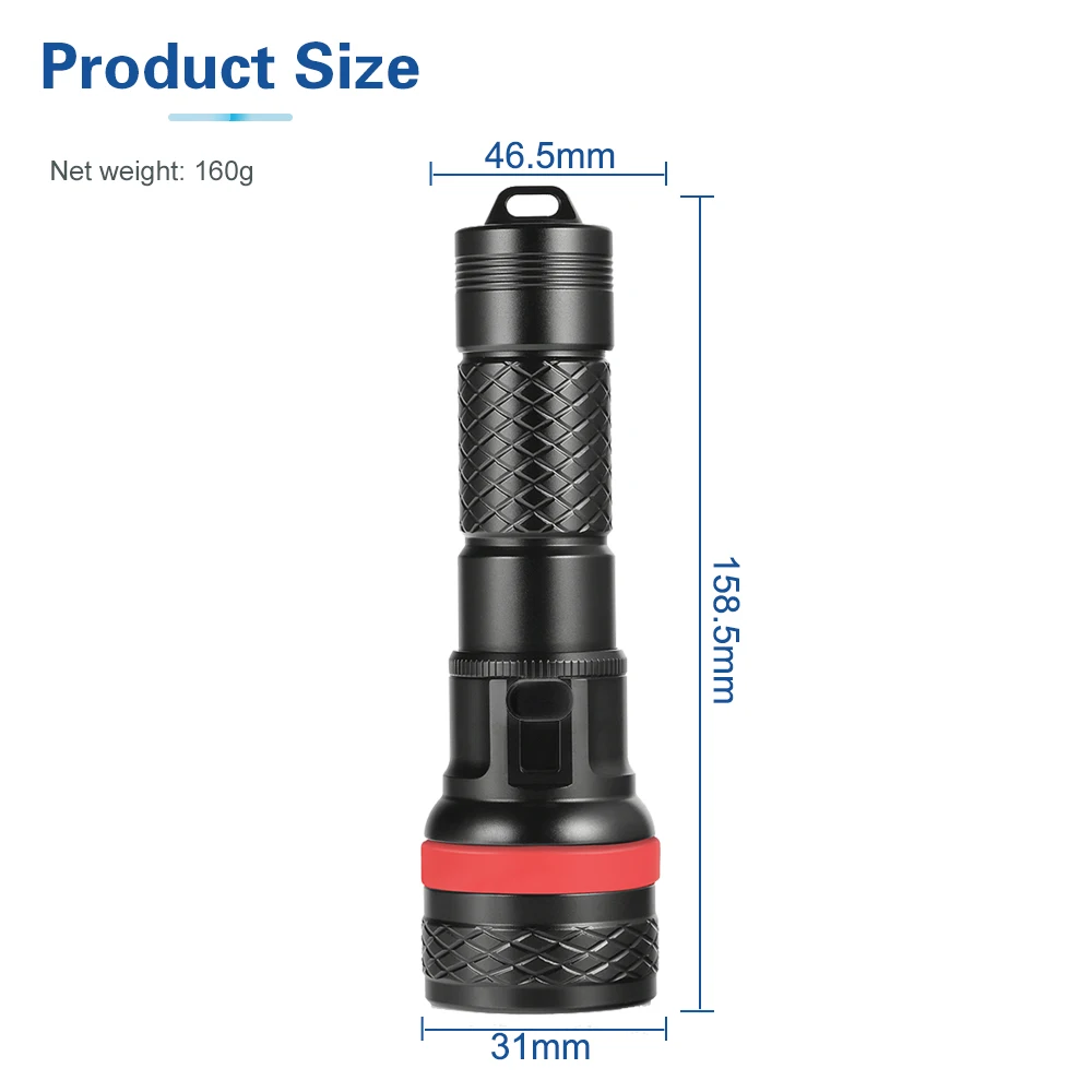 Asafee D18 Professional Scuba Diving Flashlight 150m Underwater Dive Lamp SFT40 LED 21700 Battery Powerful Diver Torch
