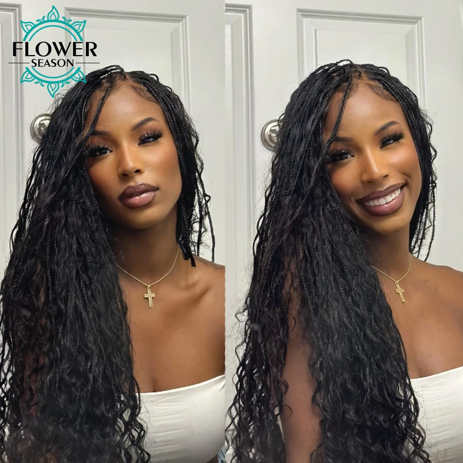 Human Hair Crochet Boho Box Braids With Human Hair Curls Synthetic Braid 14-30inch Human Hair Curls Braiding Hair Extensions