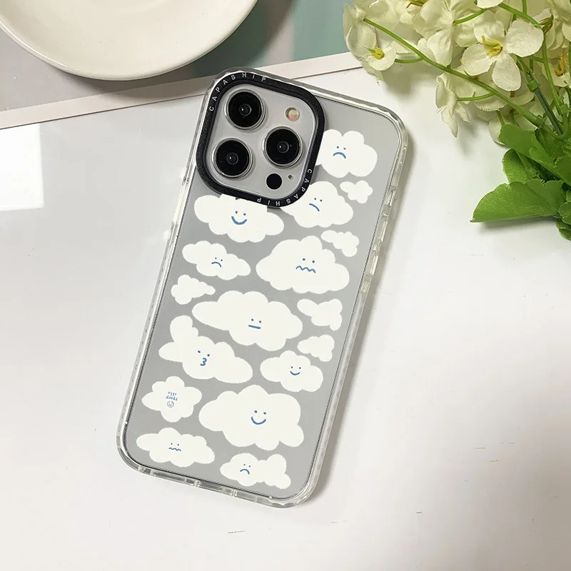 Funny Cloud Expression Case For Iphone 11 14 15 Pro Max Clear Silicone Soft Funda 12 13 Pro 7 8 Plus X XR XS Shockproof Bumper