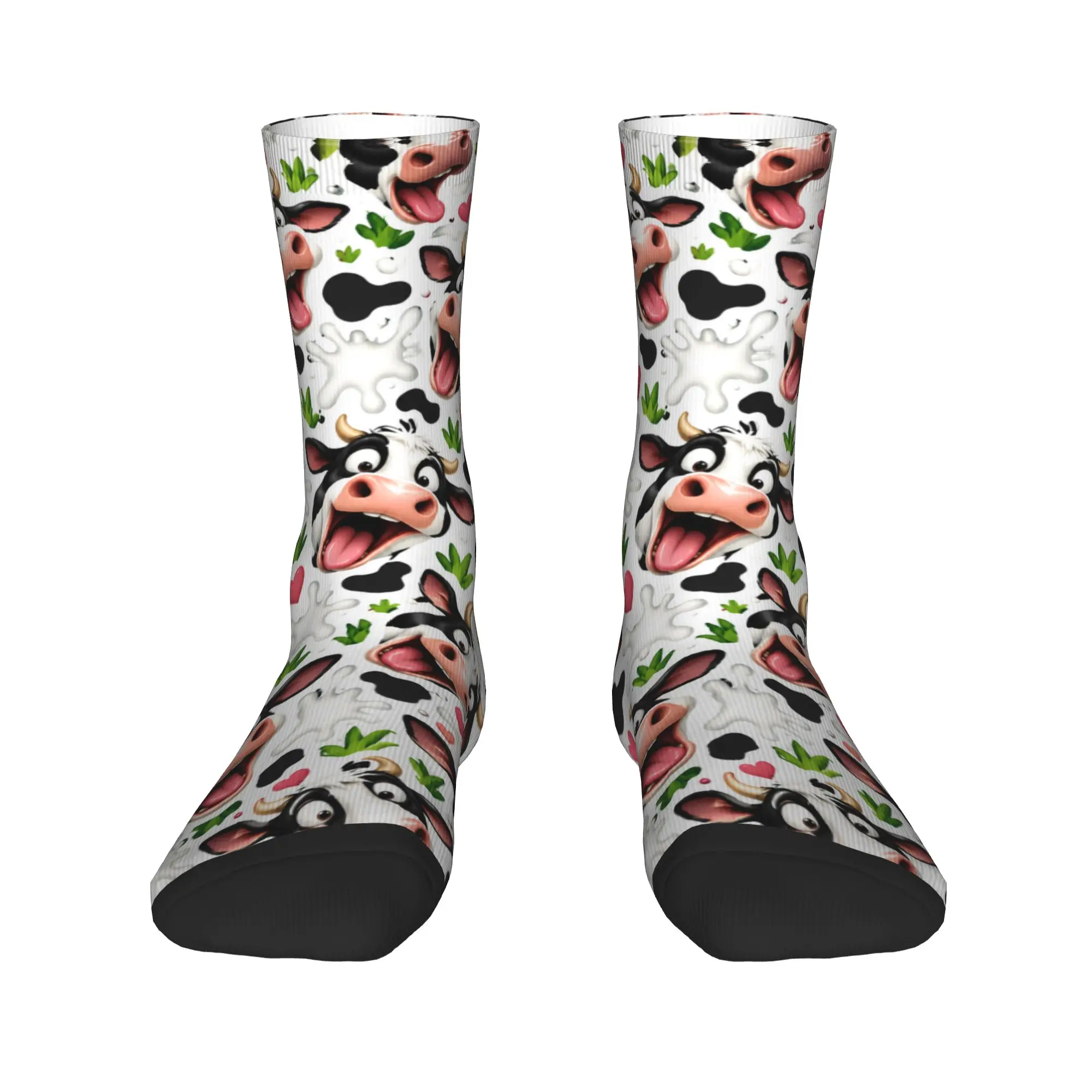 Funny Cow 3D Big Face Print Socks  Funny Stockings Unisex Men High Quality Running Sports Socks Autumn Graphic Non-Slip Socks