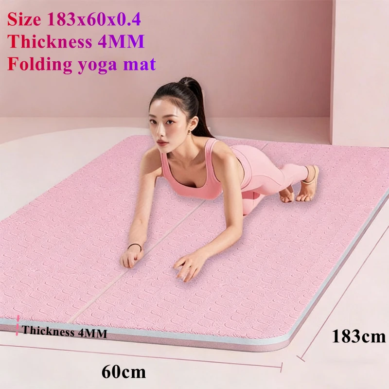 183x60cm Foldable Gym Pilates 4MM Thick Mat Fitness Equipment Convenient Yoga Mats  Anti Slip Ultralight Indoor Fitness Exercise