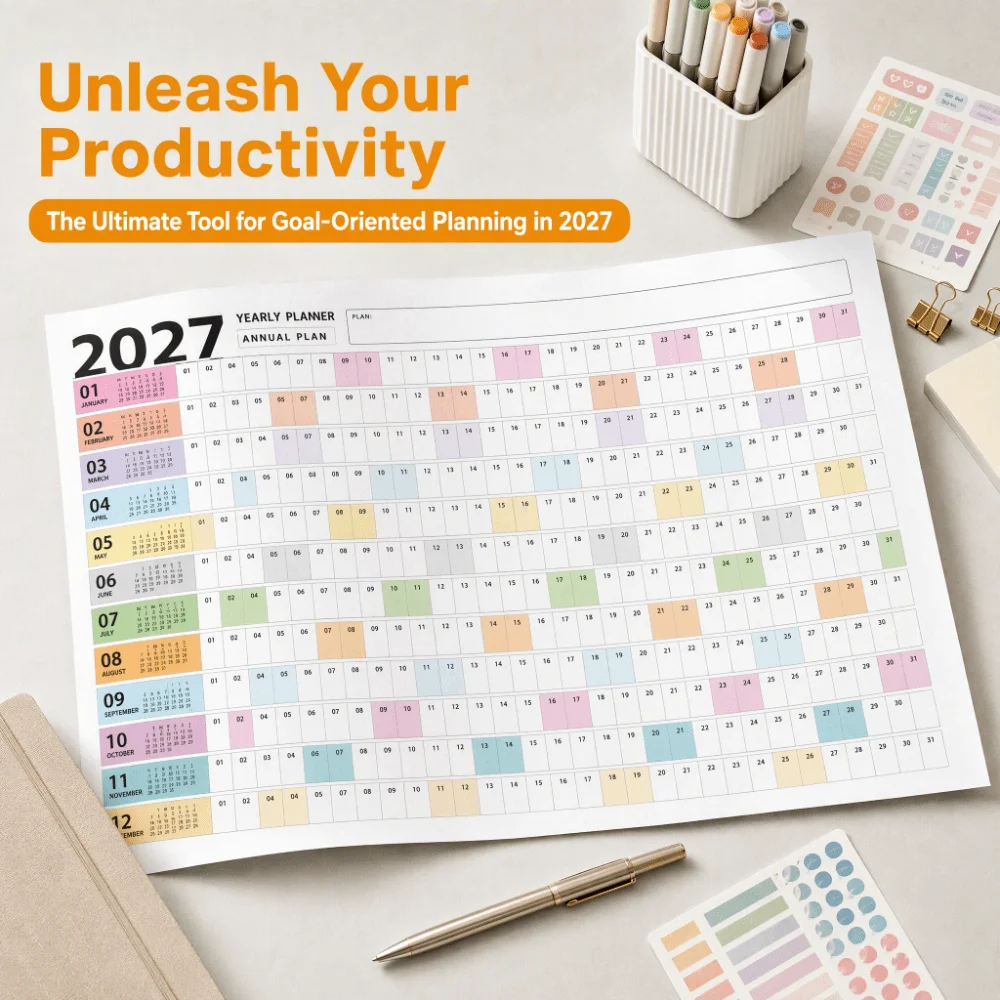 Wall Mounted 2027 Calendar Planner Sheet Large Schedule Sticker Wall Calendar Planner Target Schedule Organizer Office Supplies