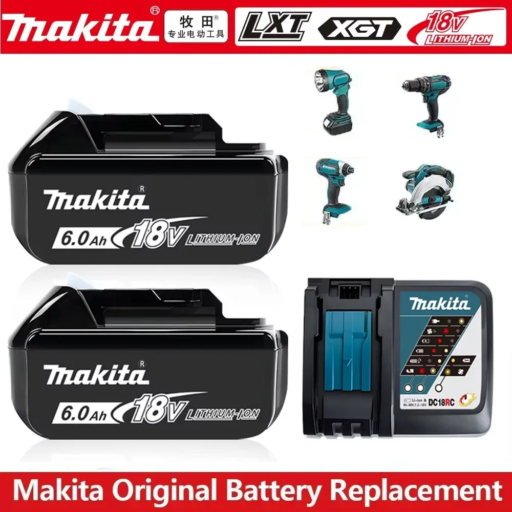 

Ship With Charger BL1860 Rechargeable Battery 18V 6Ah Lithium Ion for Makita 18v Battery 6Ah BL1850 BL1880 BL1860B LXT400