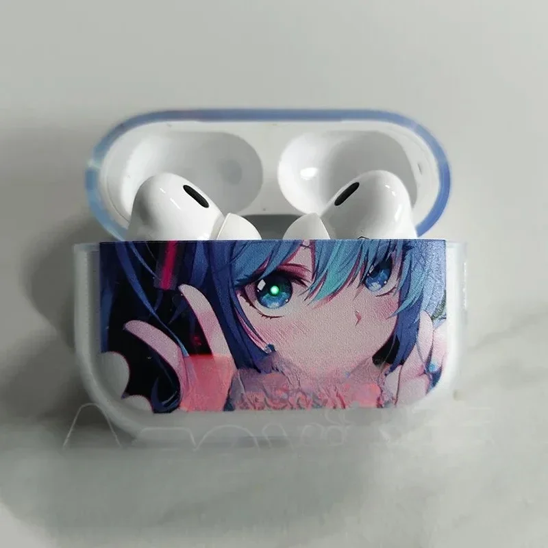 Hatsune Miku Hoshino Ai Takanashi Rikka Rem Bluetooth Headphone Case Open Lid Glow Anime Cute Cartoon Headphone Protective Case