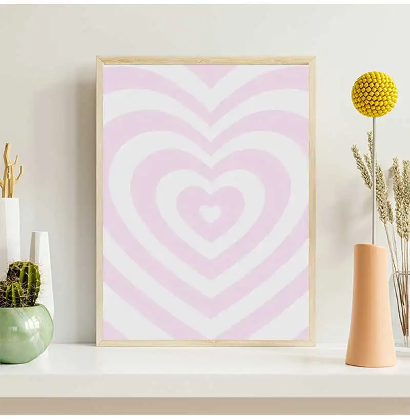Danish Pastel Purple Checkered Smiley Flower Wall Art Minimalist Print Canvas Painting Posters for Bedroom Modern Home Decor