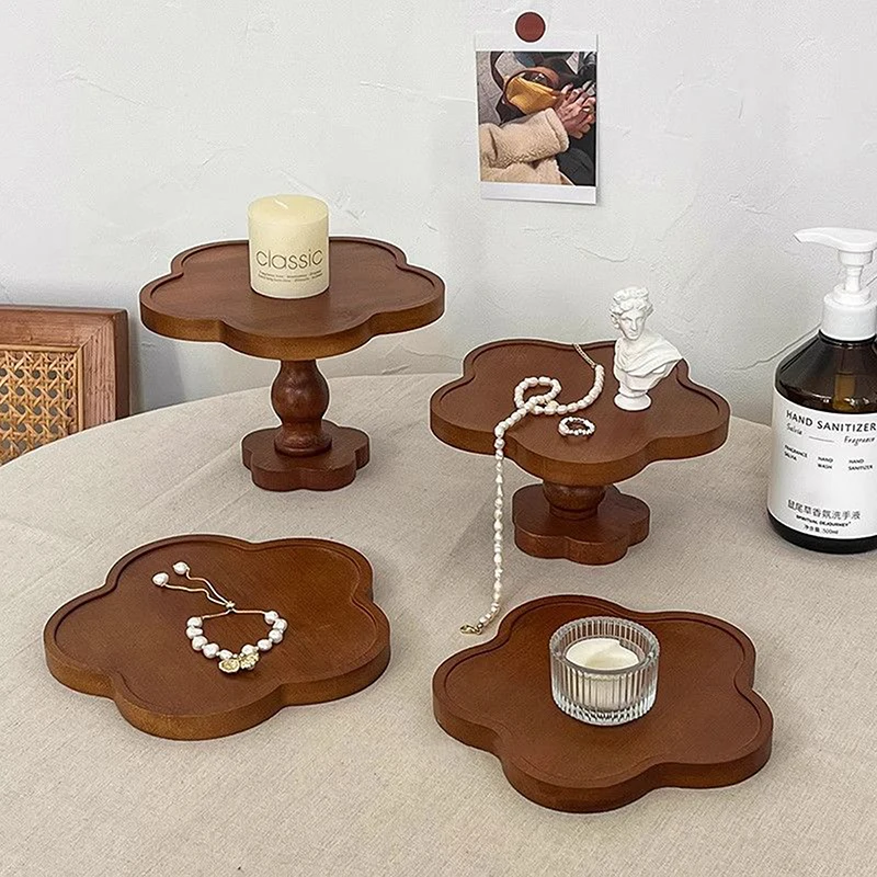 Französische Vintage-Spitzen-Holztabletts, hohes Tablett, Aroma-Kerzentablett, Aufbewahrungstabletts, hohes Tablett, Ornament, dekoratives Tablett