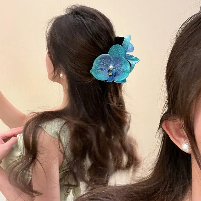 WANZHI 2024 New Phalaenopsis Flower Clasp for Women Large Sweet Flower Headwear Shark Clip Hairpin Fashion Hair Accessories