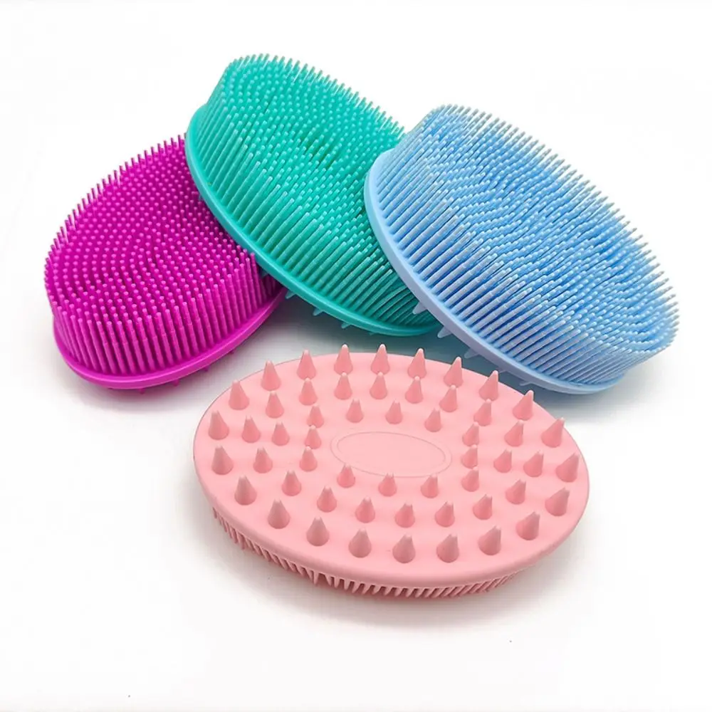 Portable Soft Shower Brush Double-sided Exfoliating Silicone Bath Brush Wet and Dry Baby Touch Training Cleansing Brush Women