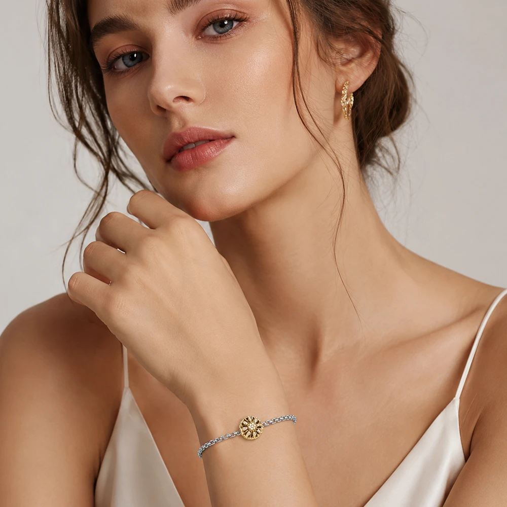 Perlen Goldene Sonne Pflastern Sommer Marke Neue 925 Sterling Silber Charme Karma Schmuck Zubehör – Detail 2