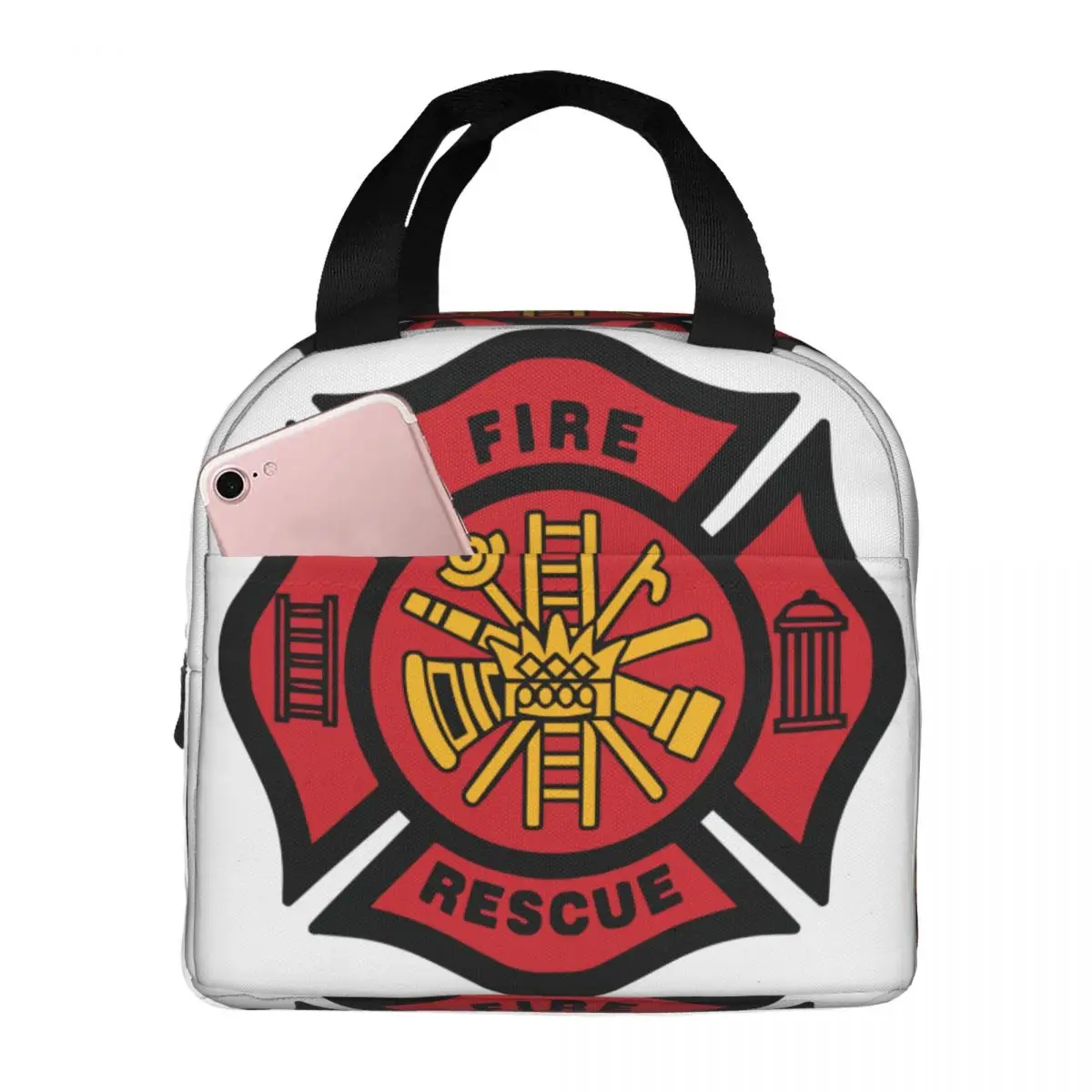 Fire Rescue Firefighter Best Insulated Lunch Bag for Women Resuable Thermal Cooler Lunch Box office Work School