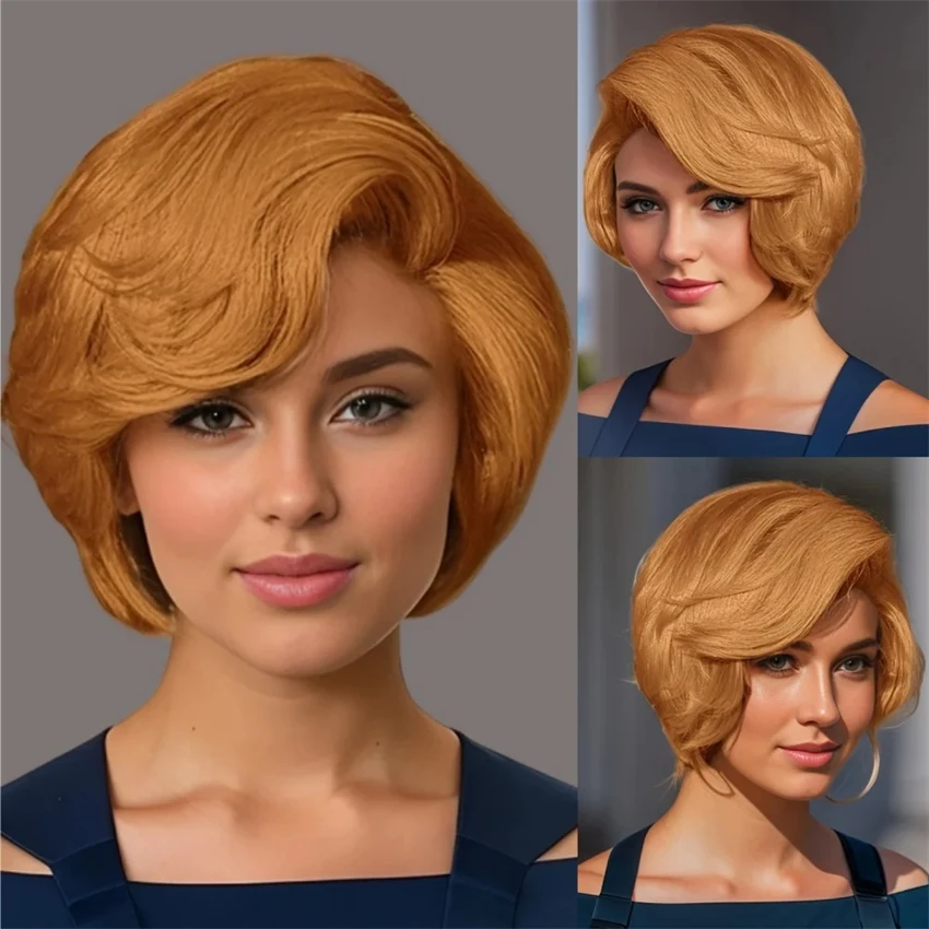 #30 Pixie Cut Bob Human Hair Wigs for Women, 13x4 Lace Front Short Straight Bob Wig, Brazilian Hair, Pre Plucked Natural Hairline for Daily Wear