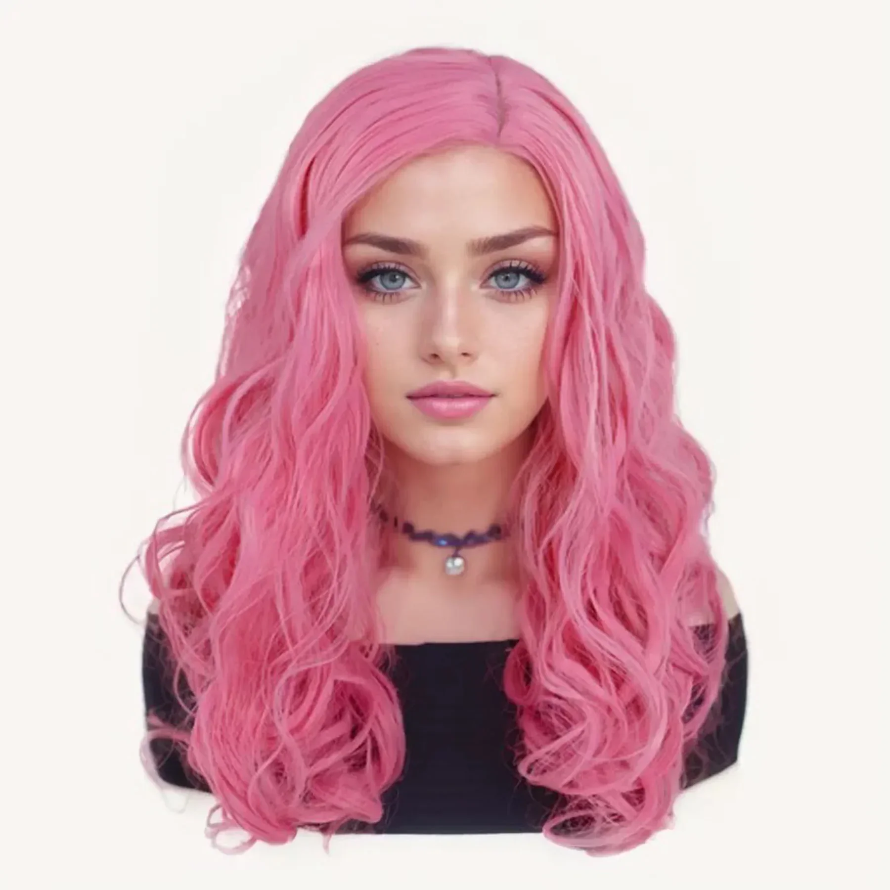 Synthetic Pink Costume Wigs for Women Girls Kids Halloween Wigs Red Hair Curly Wave Descend Cosplay Anime Movie Musicals Wig