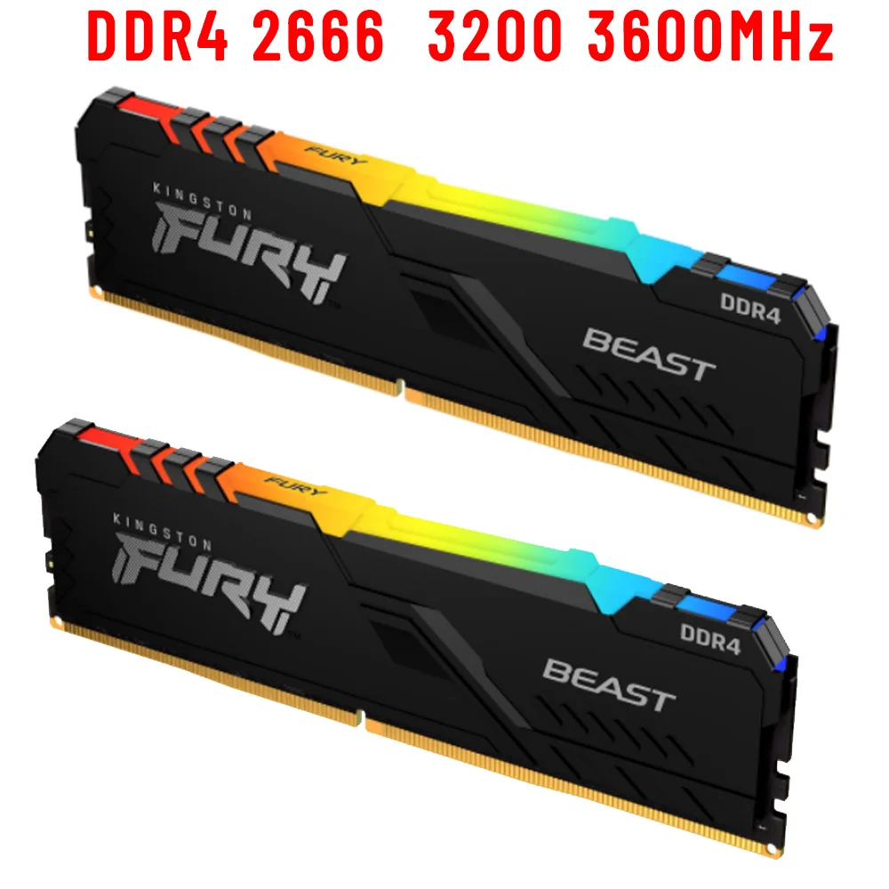 Fúria besta rgb ram kingston memória desktop ddr4 8gb 16gb 32gb 2666mhz 3200mhz 3600mhz ddr4 mdimm 288pin xmp novo