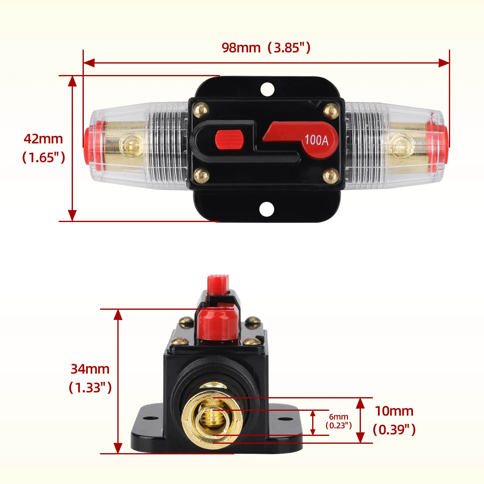 40A 50A 60A 80A 100A 125A 150A Car Circuit Breaker 12V 24V Suitable Self-recovery Fuse with Power Protect Fuse Holder Switch